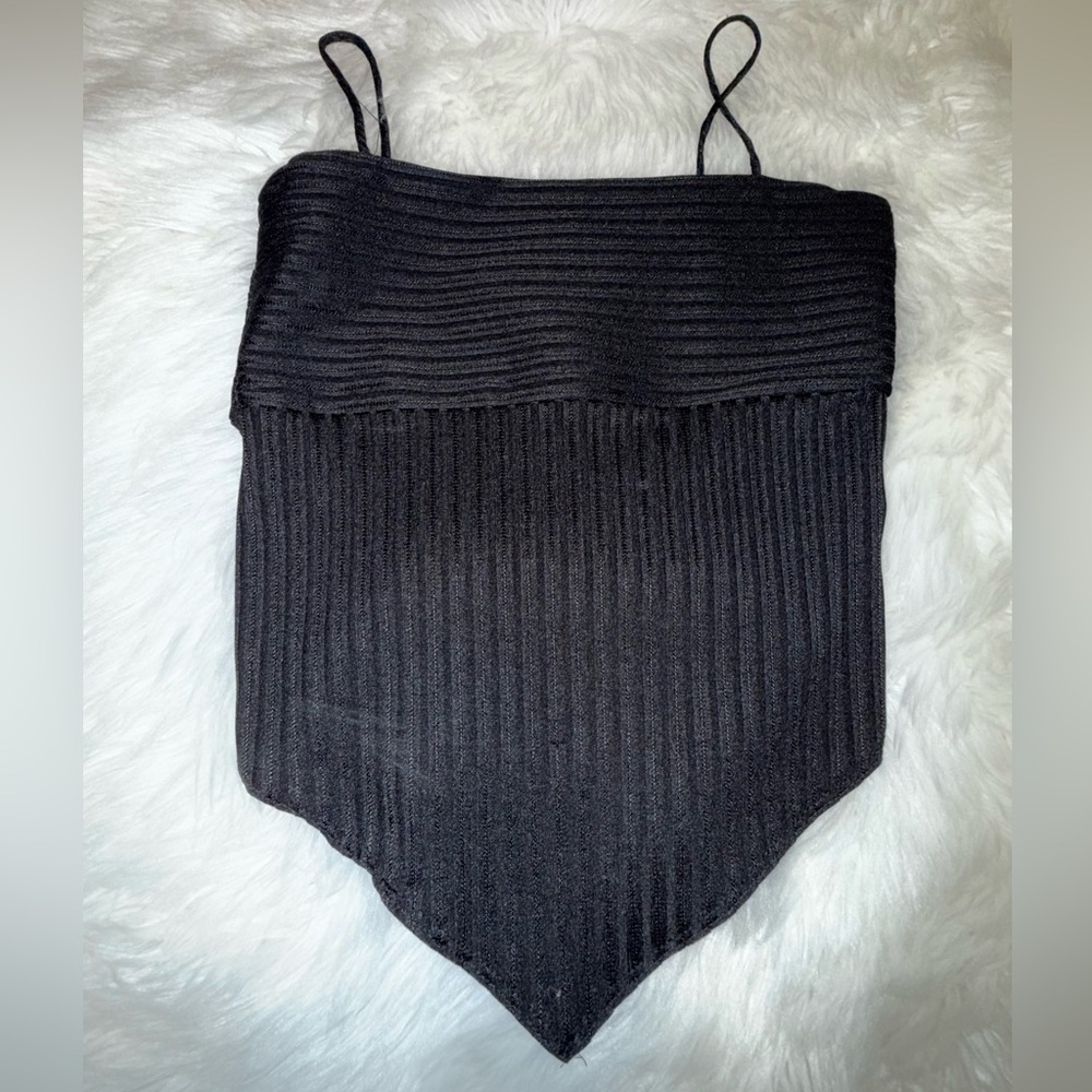 579 Black Ribbed Women's Top
